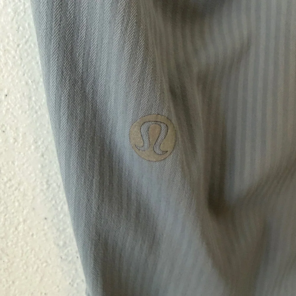 Lululemon Dance Studio Crop Pants 8 Blue Gray Ribbed Drawstring Joggers Active